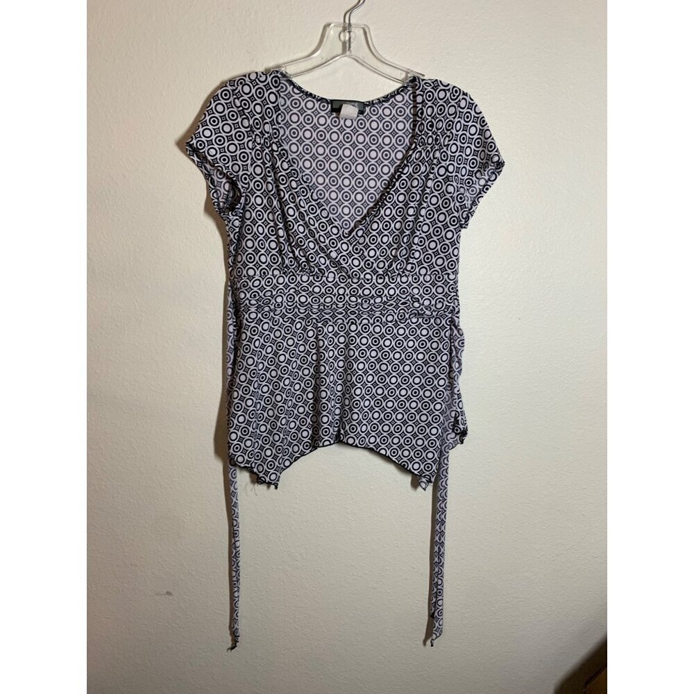 Vintage JTB Blouse Y2K 90s Geometric Business Casual Shirt Top Size Petite Large